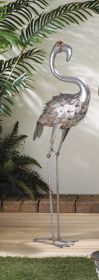 STANDING TALL GALVANIZED FLAMINGO STATUE