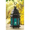 Blue Glass Candle Lantern