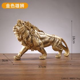 Golden Lion King Resin Ornament Home Office Desktop Animal Statue Decoration Accessories Living Room Home Decoration Ornament