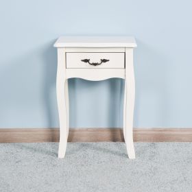 White Living Room Floor-standing Storage Table with a Drawer;  4 Curved Legs