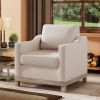 Contemporary Living Room Accent Chair with Rubber Wood Base Accent chair, Beige