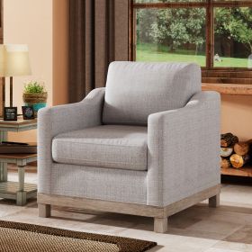 Contemporary Living Room Accent Chair with Rubber Wood Base Accent chair, Gray