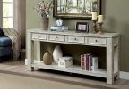 Sofa Table Antique White Rustic Solid wood Storage Open Shelf Bottom Living Room