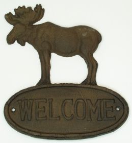 Cast Iron Sign Welcome Moose Set of 2