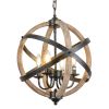 Farmhouse Chandelier Light Fixtures, 4-Light Adjustable Height Dining Room Wood