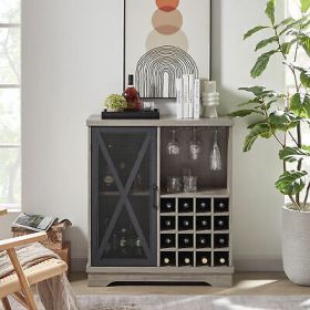 JHX Single door wine cabinet with 16 storage compartments (Gray, 31.50 W*13.78