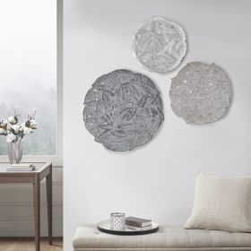 Rossi Textured Feather 3-piece Metal Disc Wall Decor Set