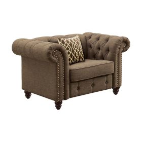 Aurelia Chair w/1 Pillow; Brown Linen 52427