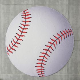 Baseball Shape Machine Washable Extra Soft Printed Decorative Area Rug