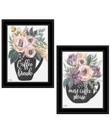 "More Coffee Please/Coffee Break" 2-Piece Vignette by Michele Norman; Ready to Hang Framed Print; Black Frame