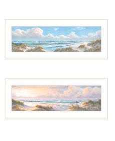 "The Seascape Collection" 2-Piece Vignette By Georgia Janisse; Ready to Hang Framed Print; White Frame