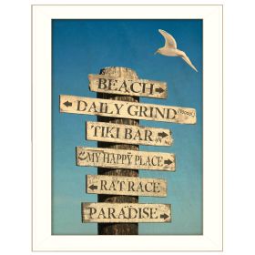 "Beach Directional" by Graffitee Studios, Ready to Hang Framed Print, White Frame