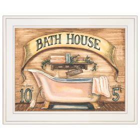 "Bath House" by Becca Barton; Ready to Hang Framed Print; White Frame