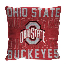 Ohio State OFFICIAL NCAA "Stacked" Woven Pillow; 20" x 20"