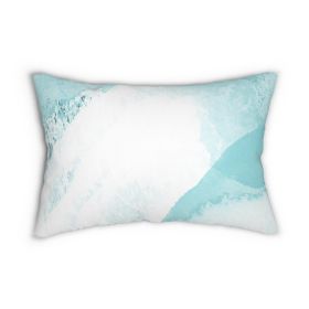 Decorative Lumbar Throw Pillow - Subtle Abstract Ocean Blue And White Print