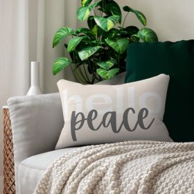 Decorative Throw Pillow - Double Sided Sofa Pillow / Hello Peace - Black/beige