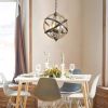 Farmhouse Chandelier Light Fixtures, 4-Light Adjustable Height Dining Room Wood