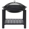 Fire Pit with Poker 21.3"x21.3"x21.7" Steel