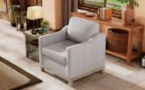 Contemporary Living Room Accent Chair with Rubber Wood Base Accent chair, Gray