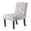 Upholstered Accent Armless Living Room Chair Set of 2 (Beige/Floral)