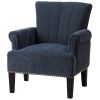 Accent Rivet Tufted Polyester Armchair ; Navy Blue