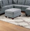 Living Room Furniture Tufted Ottoman Grey Linen Like Fabric 1pc Ottoman Cushion Nail heads Wooden Legs