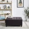 Large Square Faux Leather Storage Ottoman Coffee table for Living Room & Bedroom