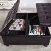 Large Square Faux Leather Storage Ottoman Coffee table for Living Room & Bedroom