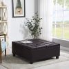 Large Square Faux Leather Storage Ottoman Coffee table for Living Room & Bedroom