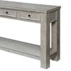 Sofa Table Antique White Rustic Solid wood Storage Open Shelf Bottom Living Room