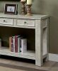 Sofa Table Antique White Rustic Solid wood Storage Open Shelf Bottom Living Room