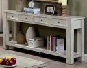 Sofa Table Antique White Rustic Solid wood Storage Open Shelf Bottom Living Room