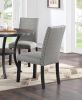 Grey Fabric Modern Set of 2 Dining Chairs Plush Cushion Side Chairs Nailheads Trim Wooden Chair Kitchen Dining Room