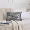 12 x 20 Rectangular Jacquard Cotton Accent Lumbar Pillow; Diamond Pattern; Black; White