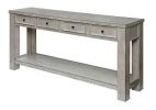 Sofa Table Antique White Rustic Solid wood Storage Open Shelf Bottom Living Room