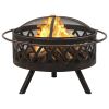 Rustic Fire Pit with Poker 29.9" XXL Steel