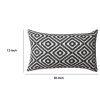 12 x 20 Rectangular Jacquard Cotton Accent Lumbar Pillow; Diamond Pattern; Black; White