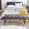 Tufted Bench Modern Velvet Button Upholstered Ottoman enches Bedroom Rectangle