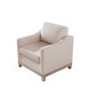 Contemporary Living Room Accent Chair with Rubber Wood Base Accent chair, Beige