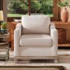 Contemporary Living Room Accent Chair with Rubber Wood Base Accent chair, Beige