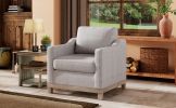 Contemporary Living Room Accent Chair with Rubber Wood Base Accent chair, Gray