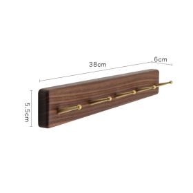 Nordic Style Solid Wood Hanger Japanese Style Entrance Brass Hook Hallway Wall Shelf Black Walnut Coat Hook (Option: Black walnut-5Hook)