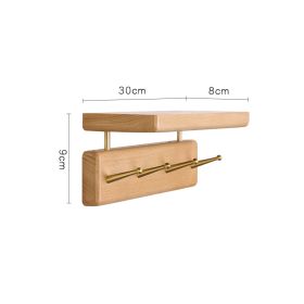 Nordic Style Solid Wood Hanger Japanese Style Entrance Brass Hook Hallway Wall Shelf Black Walnut Coat Hook (Option: Beech-4Hook storage rack)