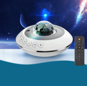 Projector Small Night Light Rotating Water Ripple Flame Ambiance Bedroom Decor (Option: UFO White Bluetooth music-USB)