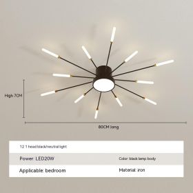 Household Chandelier Modern Minimalist LED Lamp (Option: Black 12 Heads)