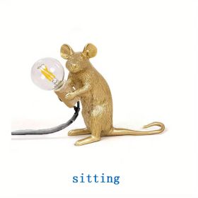 Creative Nordic Resin Mouse Table Lamp Desk LED Night Lights Small Mini Rat Desk Lamps (Option: Gold-US sitting)