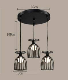 Iron Art Pendant Lamp Wine Glass Creative Personality Restaurant (Option: Black 3headed disc-Warm light)