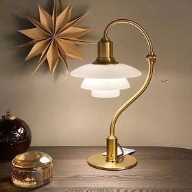 Bedroom Bedside Glass Decorative Desk Lamp (Option: Gold-Trichromatic light-US)