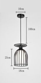 Iron Art Pendant Lamp Wine Glass Creative Personality Restaurant (Option: Black 1head-Warm light)