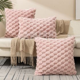 Plush Faux Fur Throw Pillow Covers Plaid Texture Decorative Pillow Case Cushion Cover (Color: Pink, size: 30X50CM)